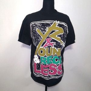 Y2 YOUNG & RECKLESS Short Sleeve Black T Shirt- Size Medium